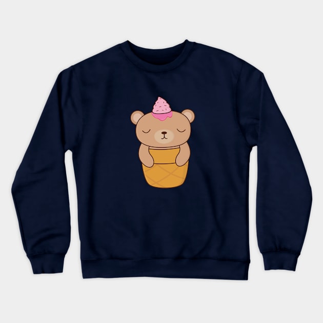 Cute Brown Bear Ice Cream T-Shirt Crewneck Sweatshirt by happinessinatee